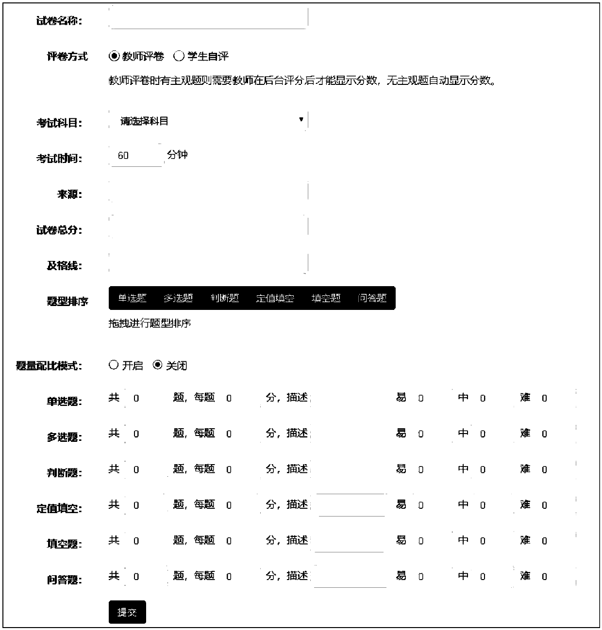 Intelligent test paper composition and examination method and system