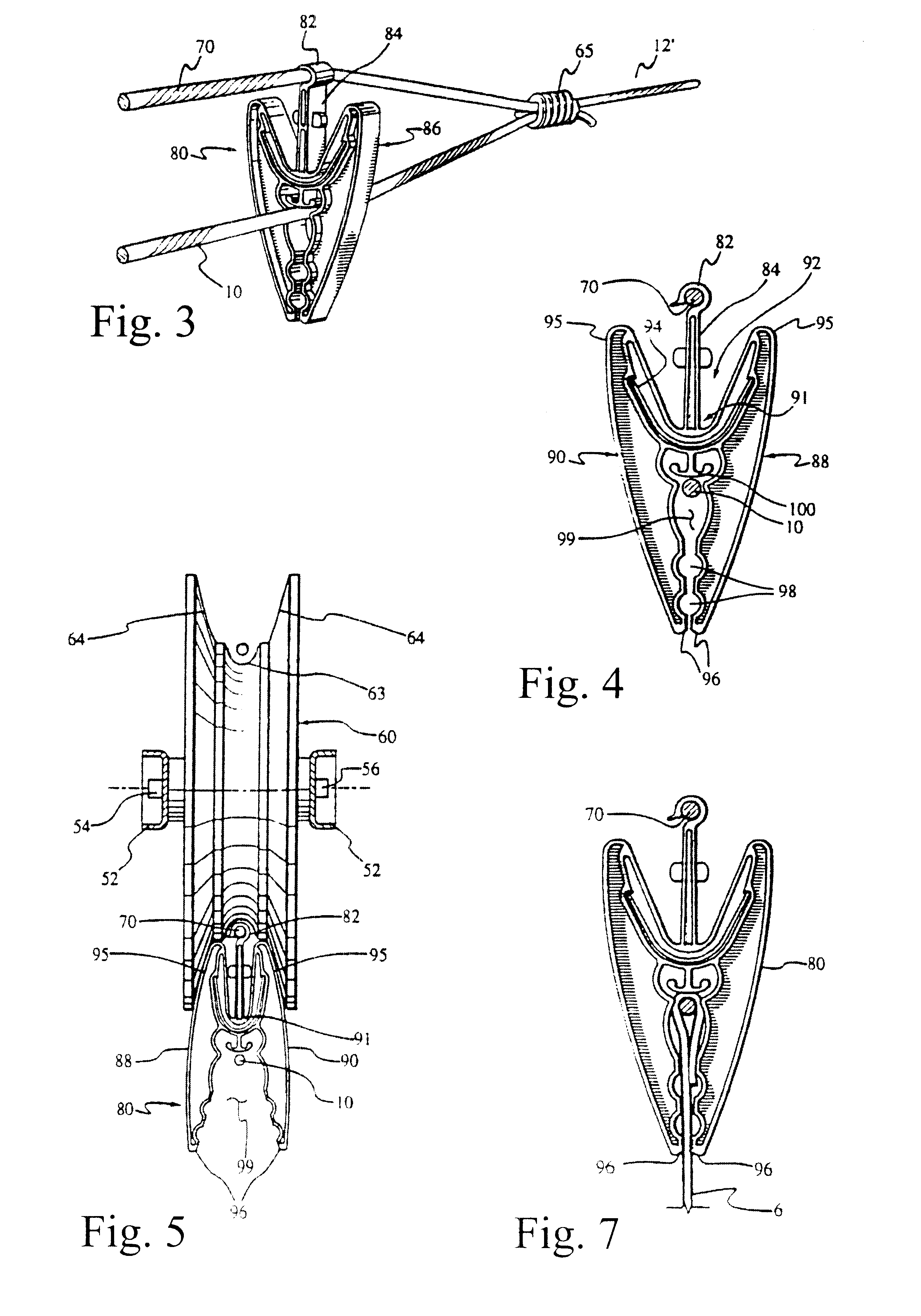 Clothesline system with a support system and improved clothespins