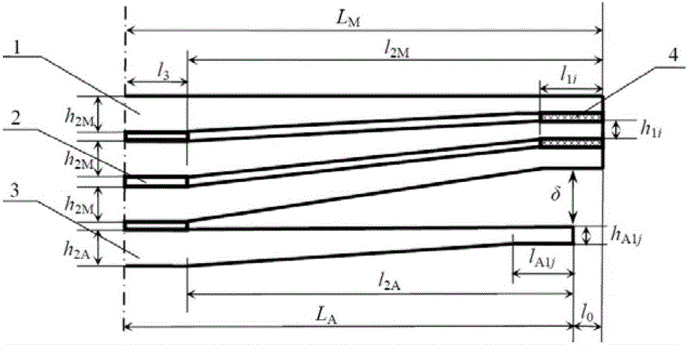 Method for verifying strength of each leaf of end contact type few-leaf oblique main and auxiliary springs