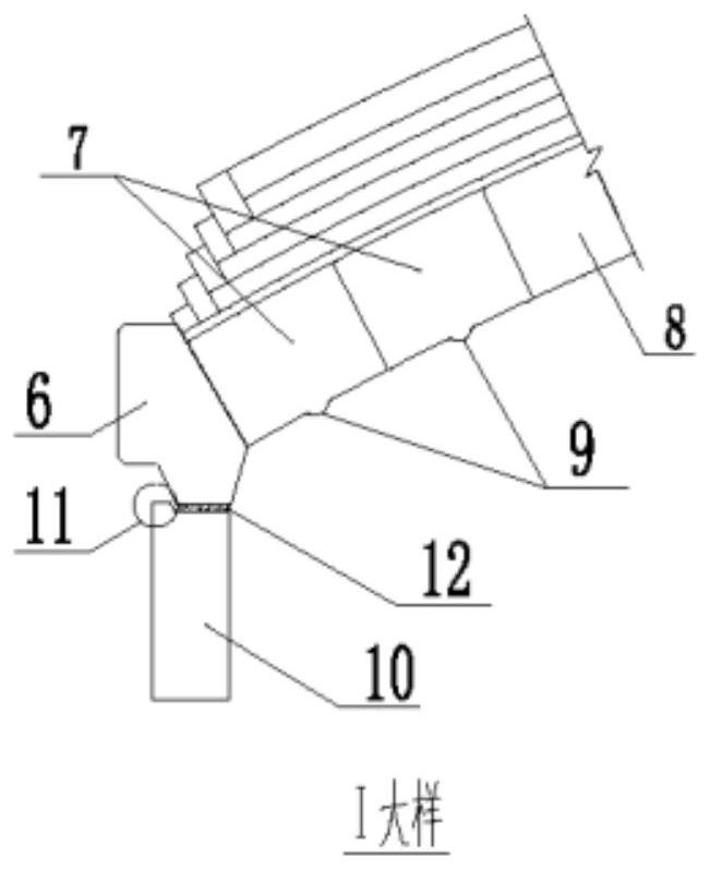 Crown structure of large-scale oxygen-fuel combustion glass kiln