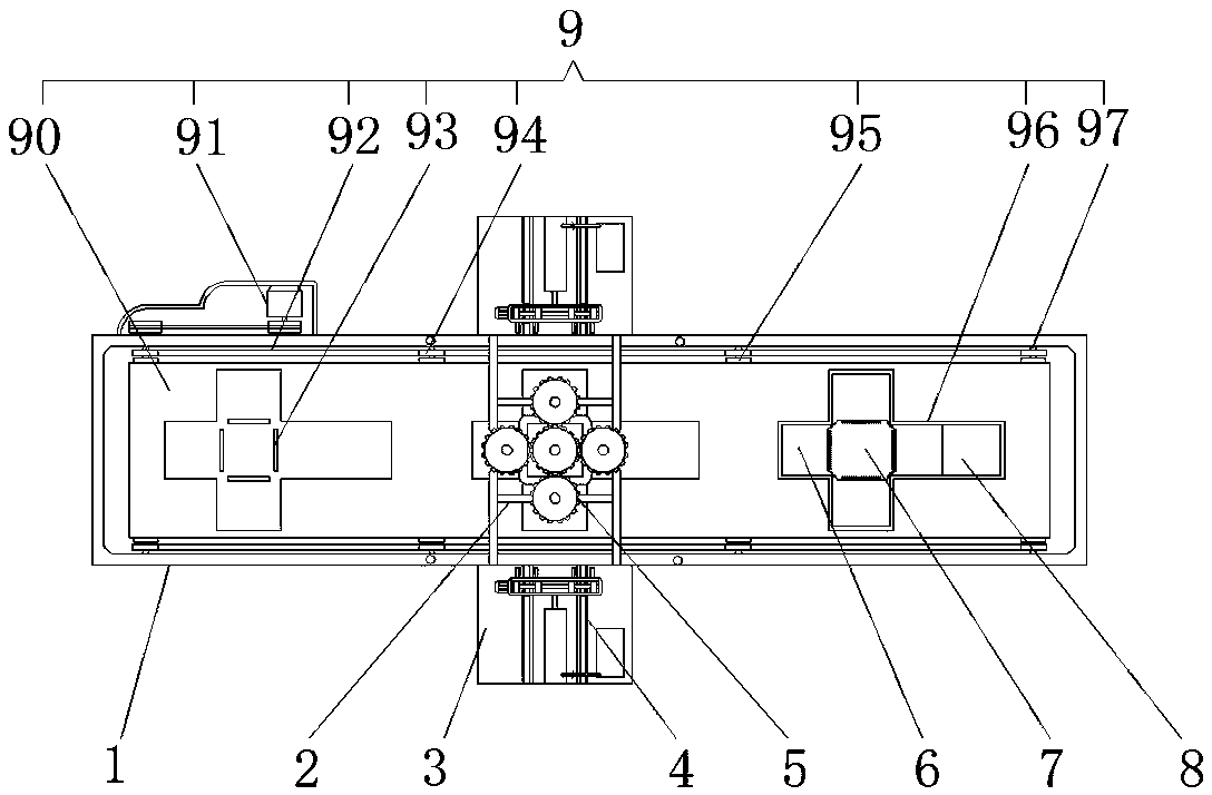 Automatic packaging production line for thread stitching type carton