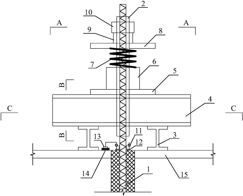 A non-metallic anti-floating bolt creep test loading device