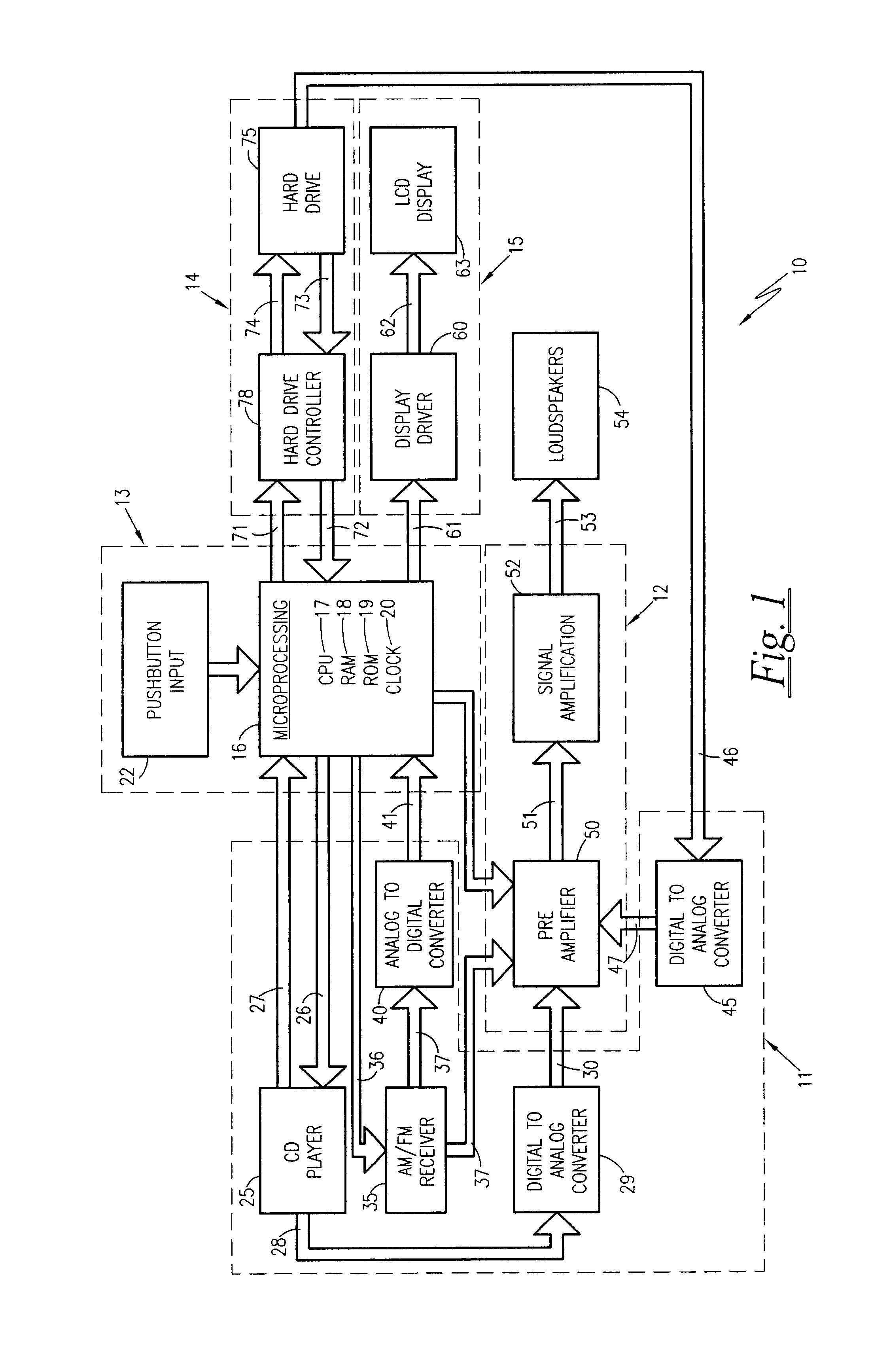 Audio component with integrated digital recording and storage media