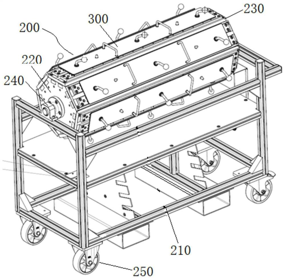 A kind of preparation device and operation method of composite material cap with block