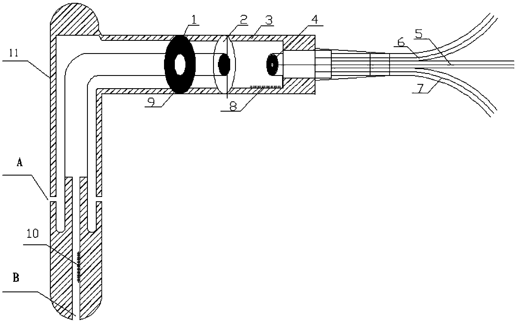 Optical fiber sensor and method for measuring multiple parameters of air compressor fluid