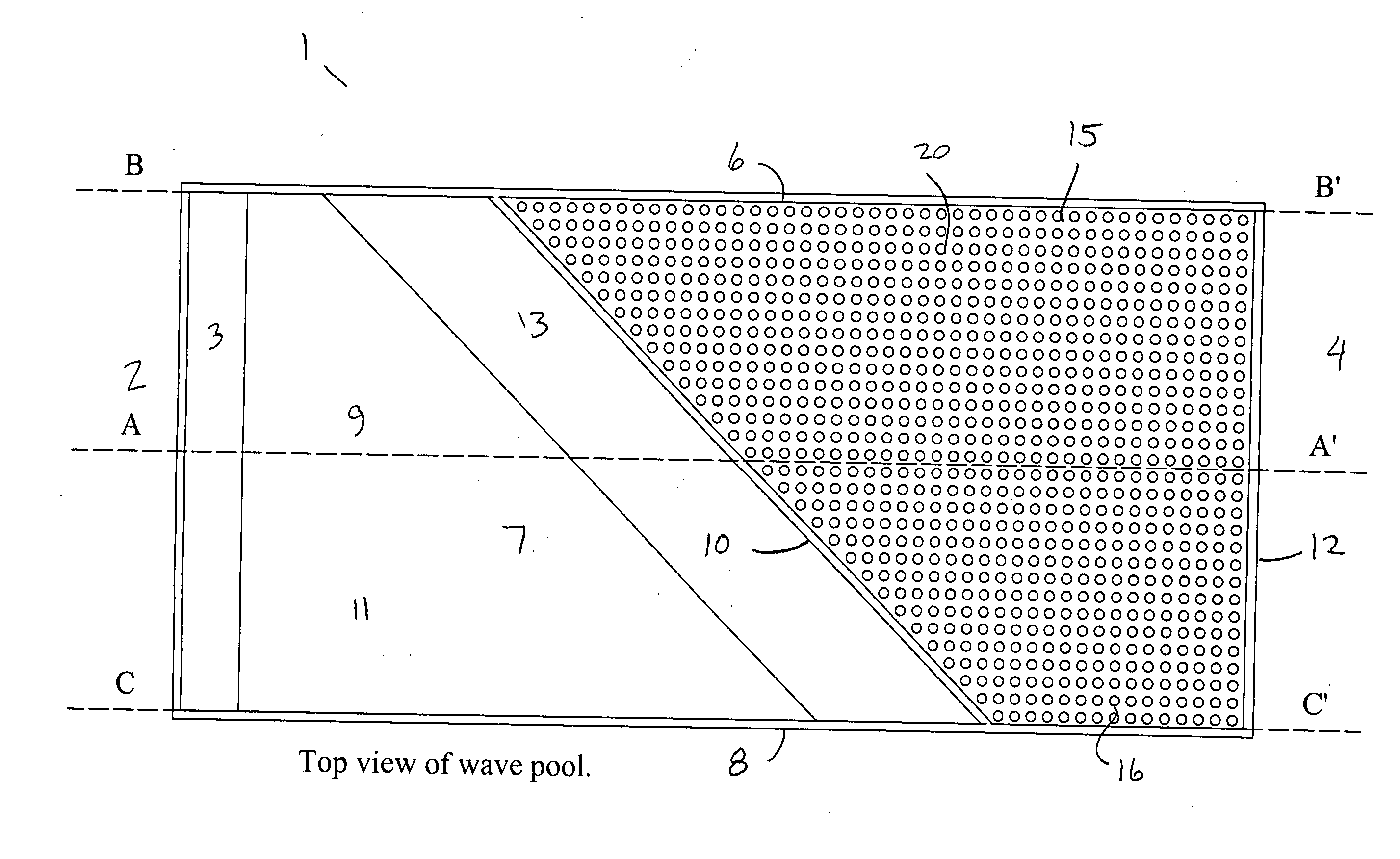 Method and apparatus for dampenning waves in a wave pool