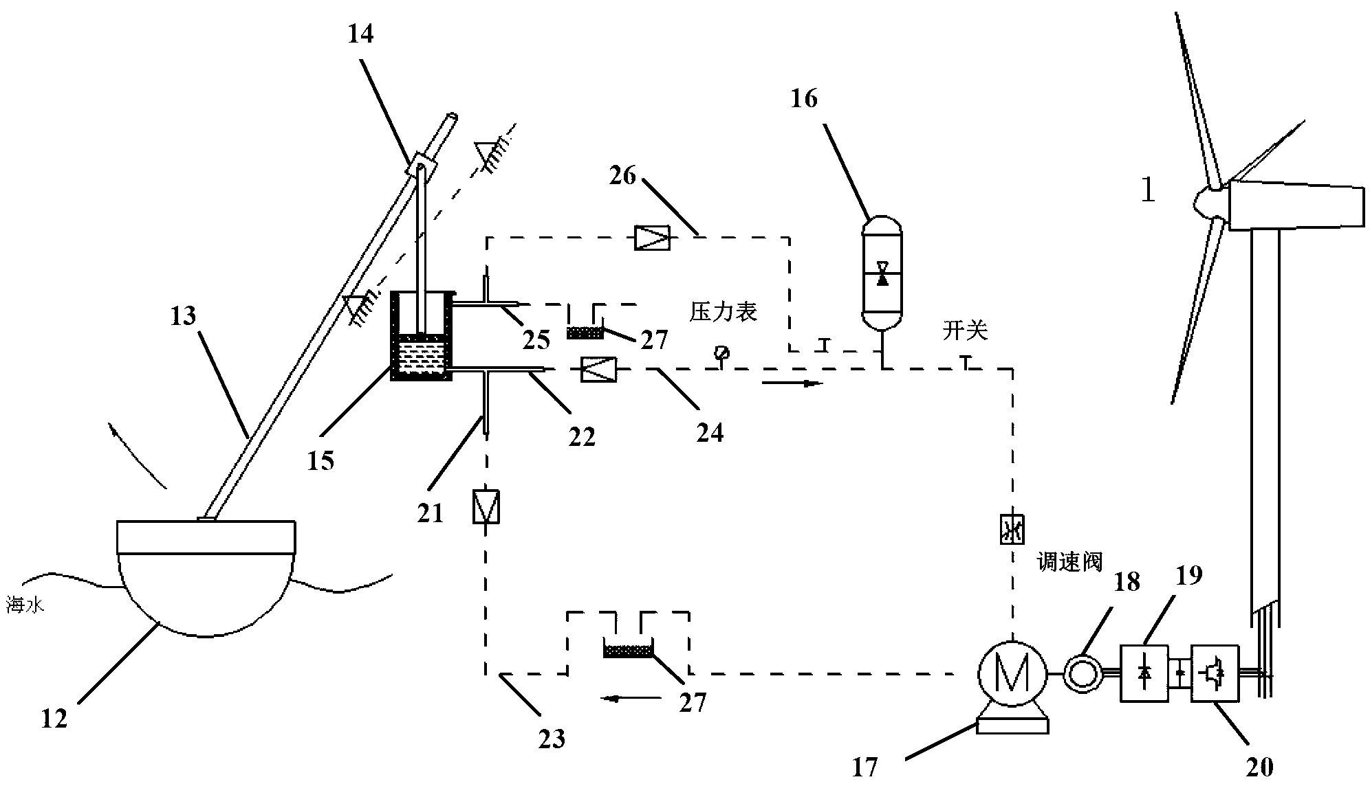 Marine wind power generator set-based plug-in type wave energy power generation system