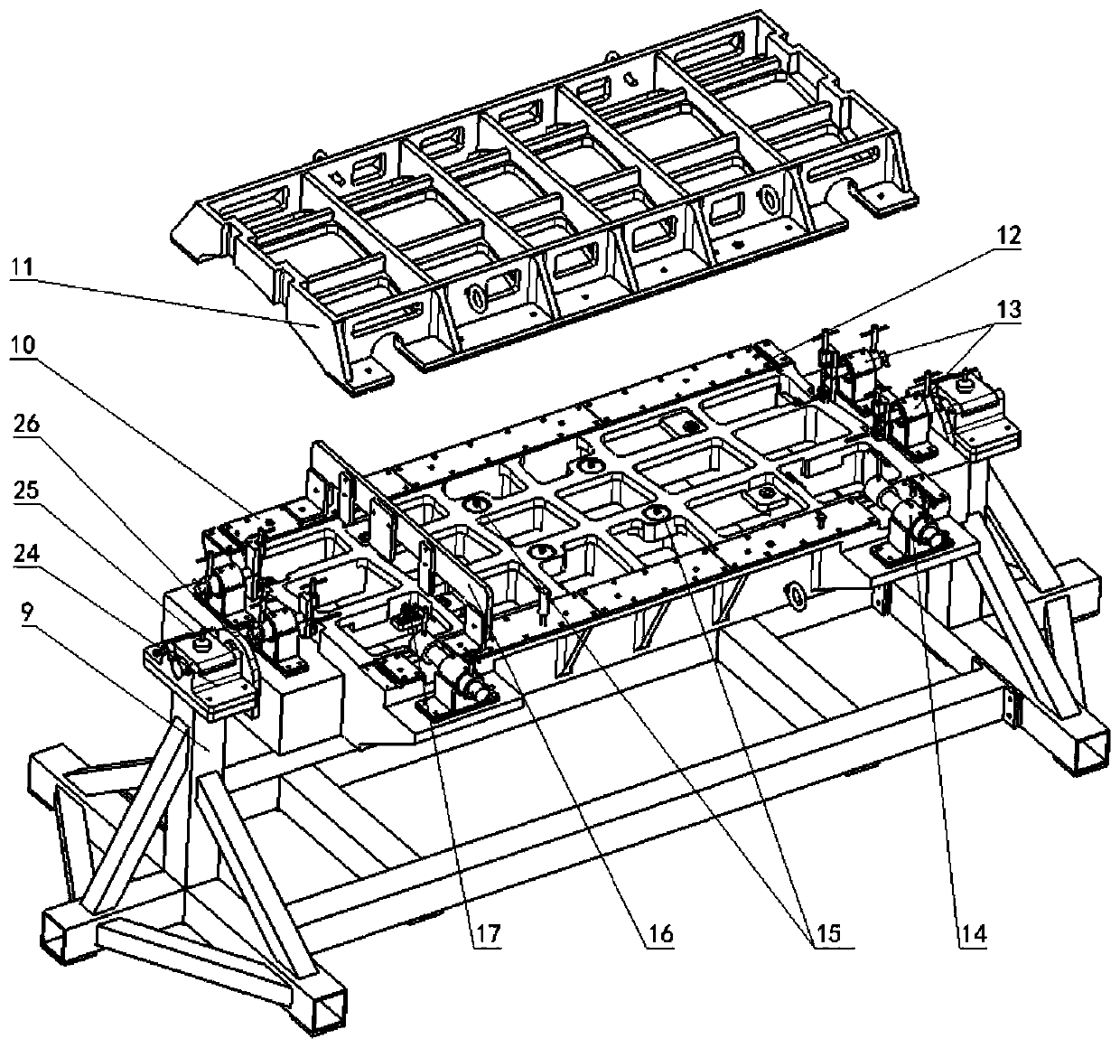 Middle wing part gluing and folding tool for small and medium-sized unmanned aerial vehicles