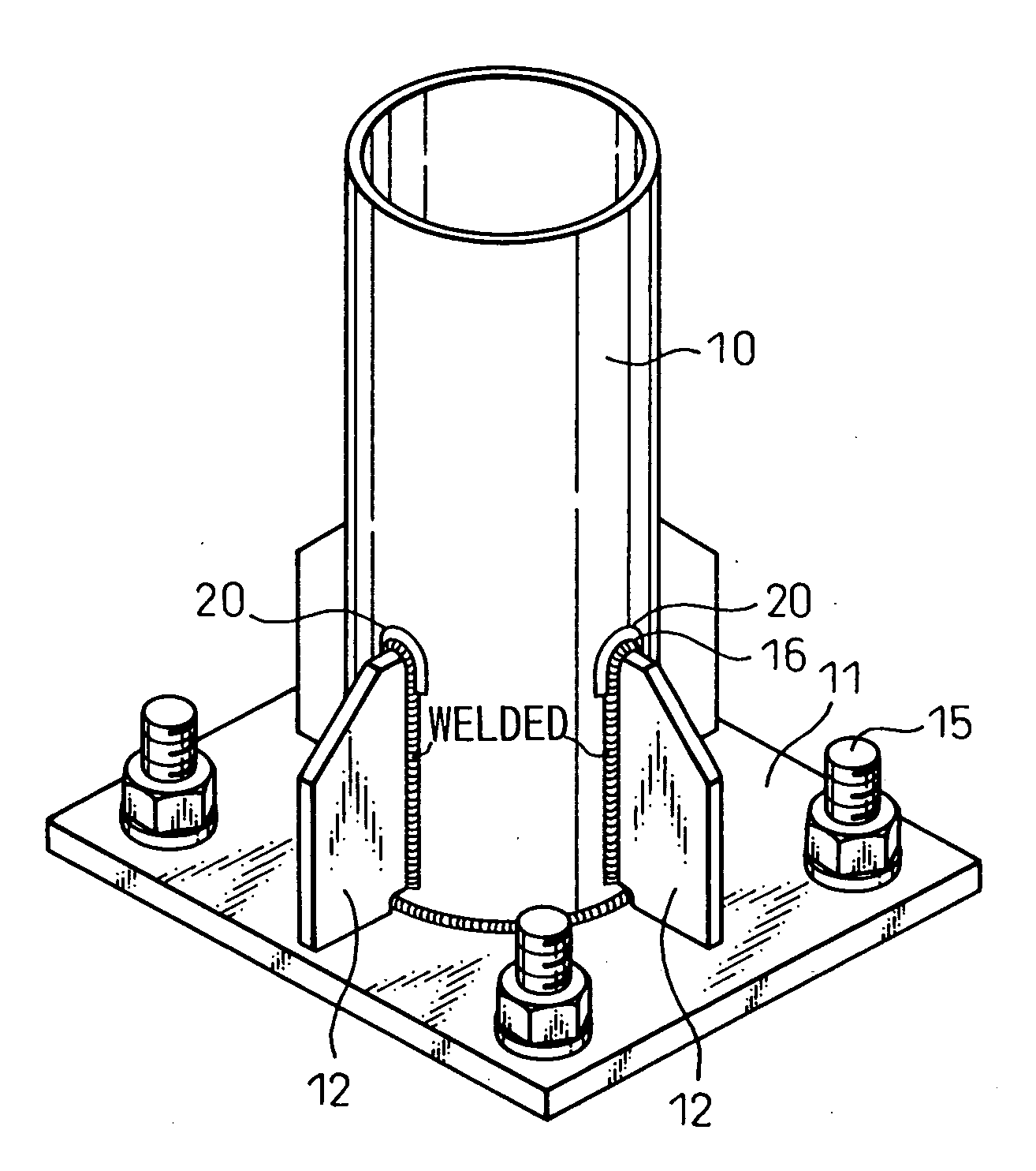 Steel pipe pole base and reinforcing method thereof