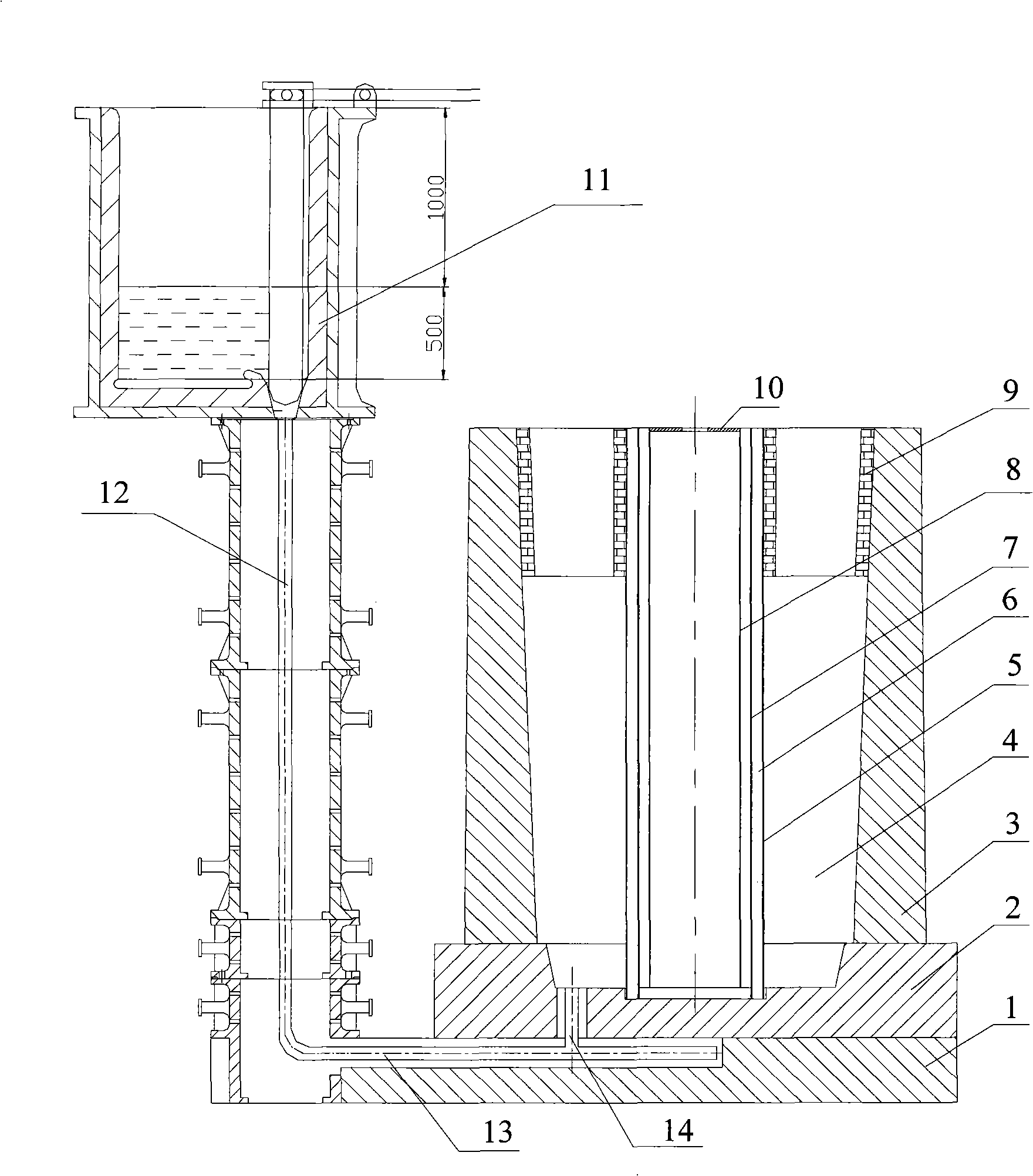 Method for manufacturing compound core low-segregation large-sized hollow steel ingot