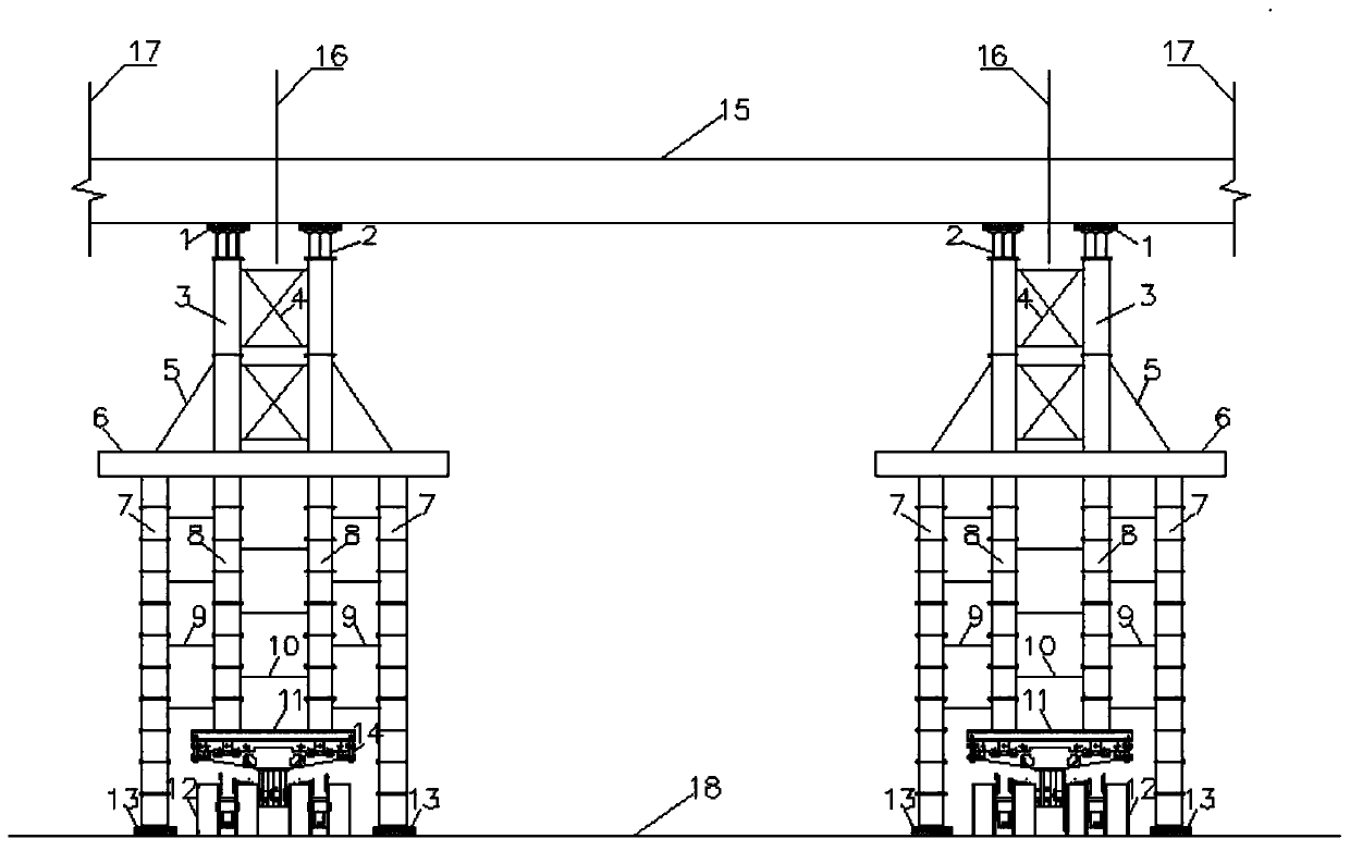 Bridge big-height lifting displacement equipment based on vehicle set and construction method thereof