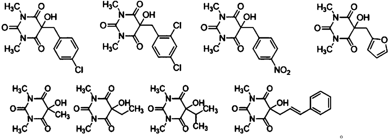 Method for greenly synthesizing 5-hydroxy-5-alkyl disubstituted barbituric acid derivative by amine catalysis of air oxidation