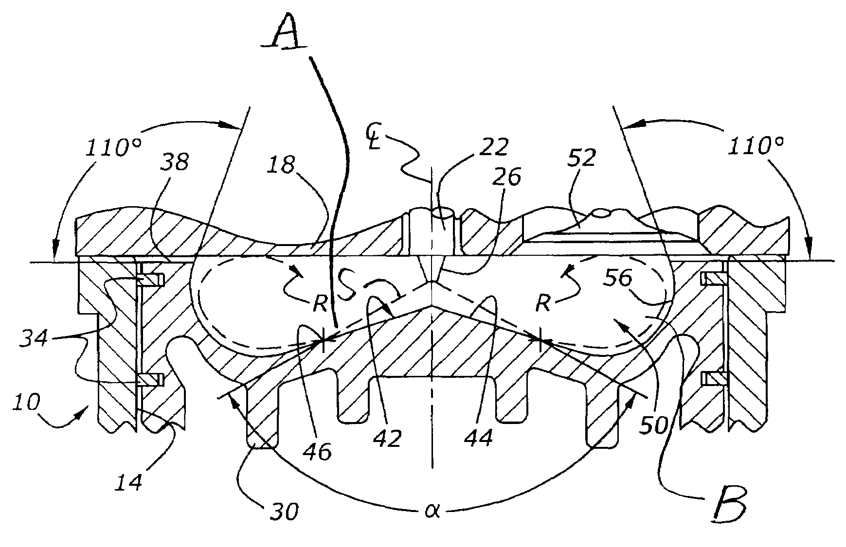Diesel combustion system with re-entrant piston bowl