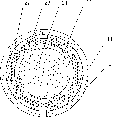 Kerf sand inclusion blasting cartridge and blasting installation device and production technology thereof