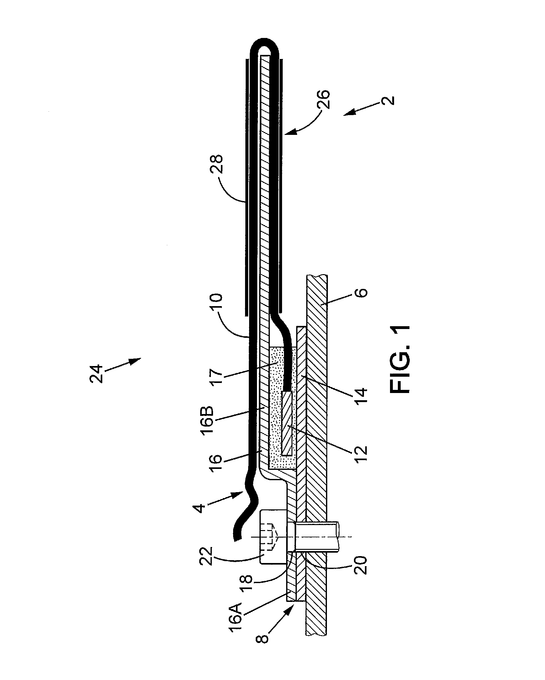 Device for measuring the temperature of a substrate