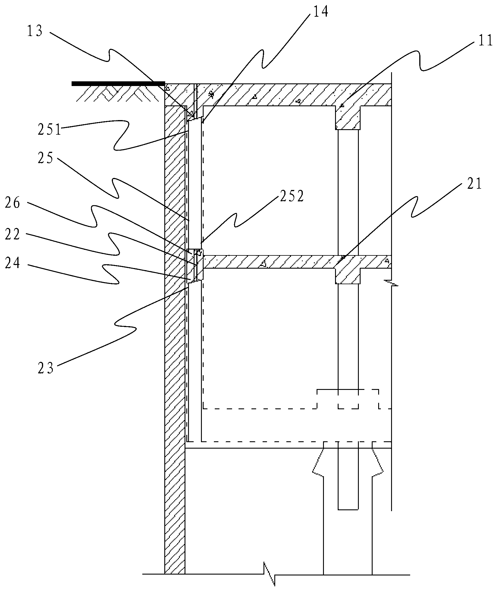 Construction method of cover-and-cut reverse construction concrete walls and columns with vertical structures
