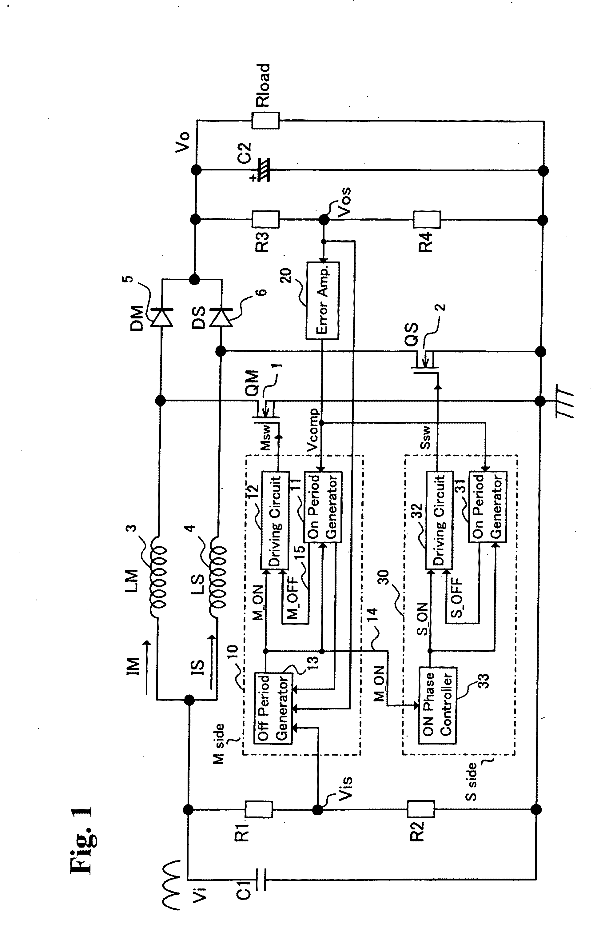 Interleave control power supply device and control circuit and control method for the power supply device