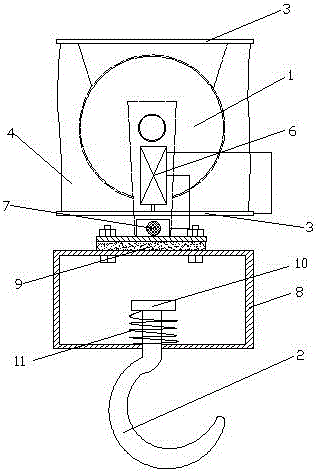 Hoisting hook with shock absorption and anti-collision functions