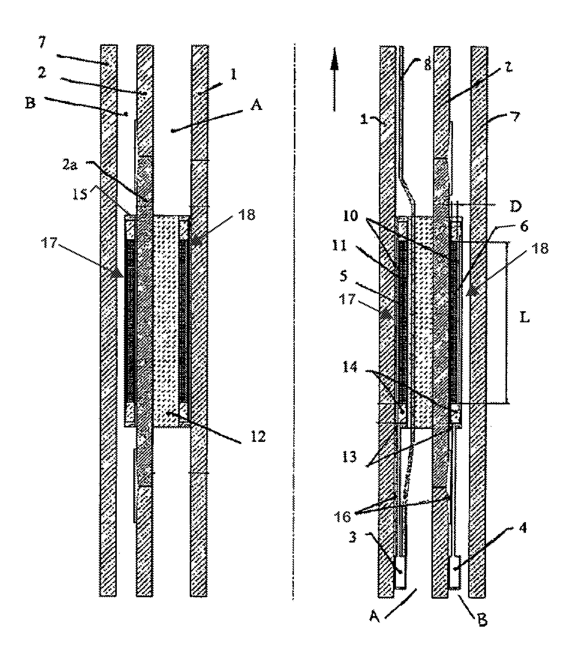 Transmission system for communication between downhole elements