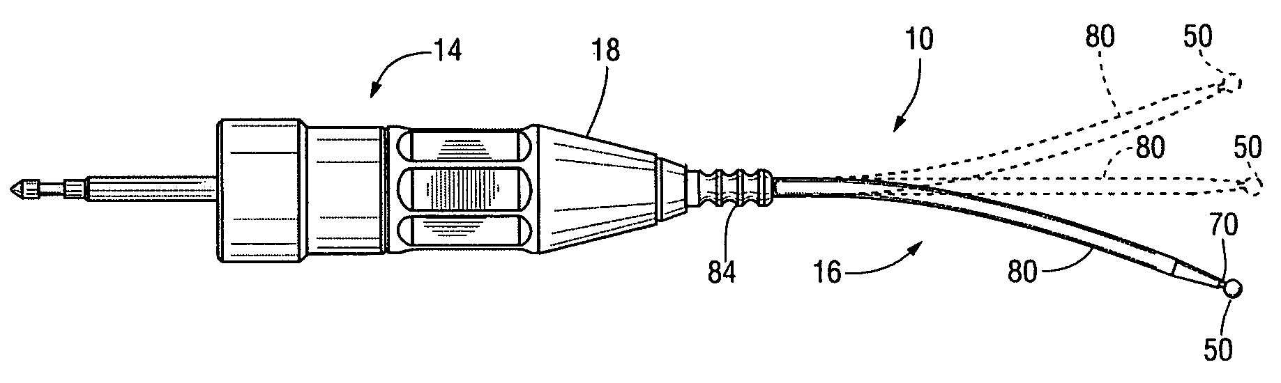 Surgical drill with curved burr attachment and method