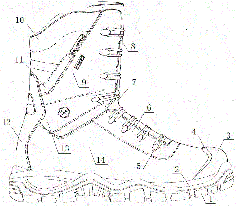 High-temperature protective safety shoes