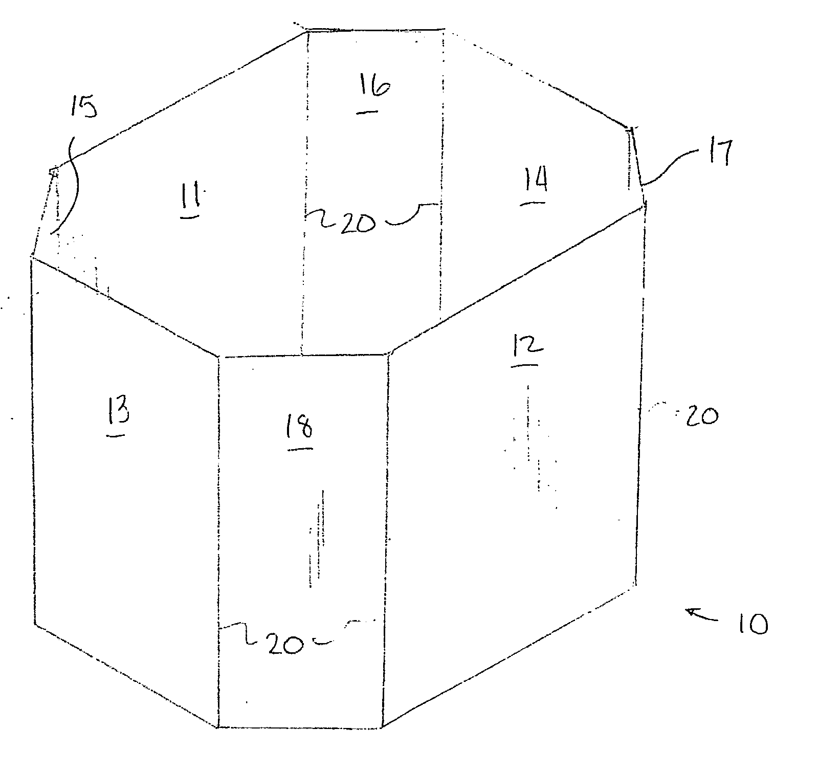 Octagonal bulk bin with self-locking gusset-fold bottom flaps