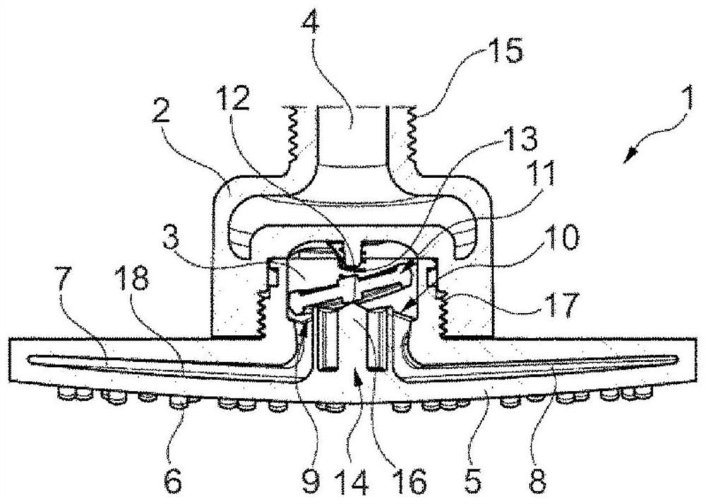 Bathroom shower nozzle with pulsation disc