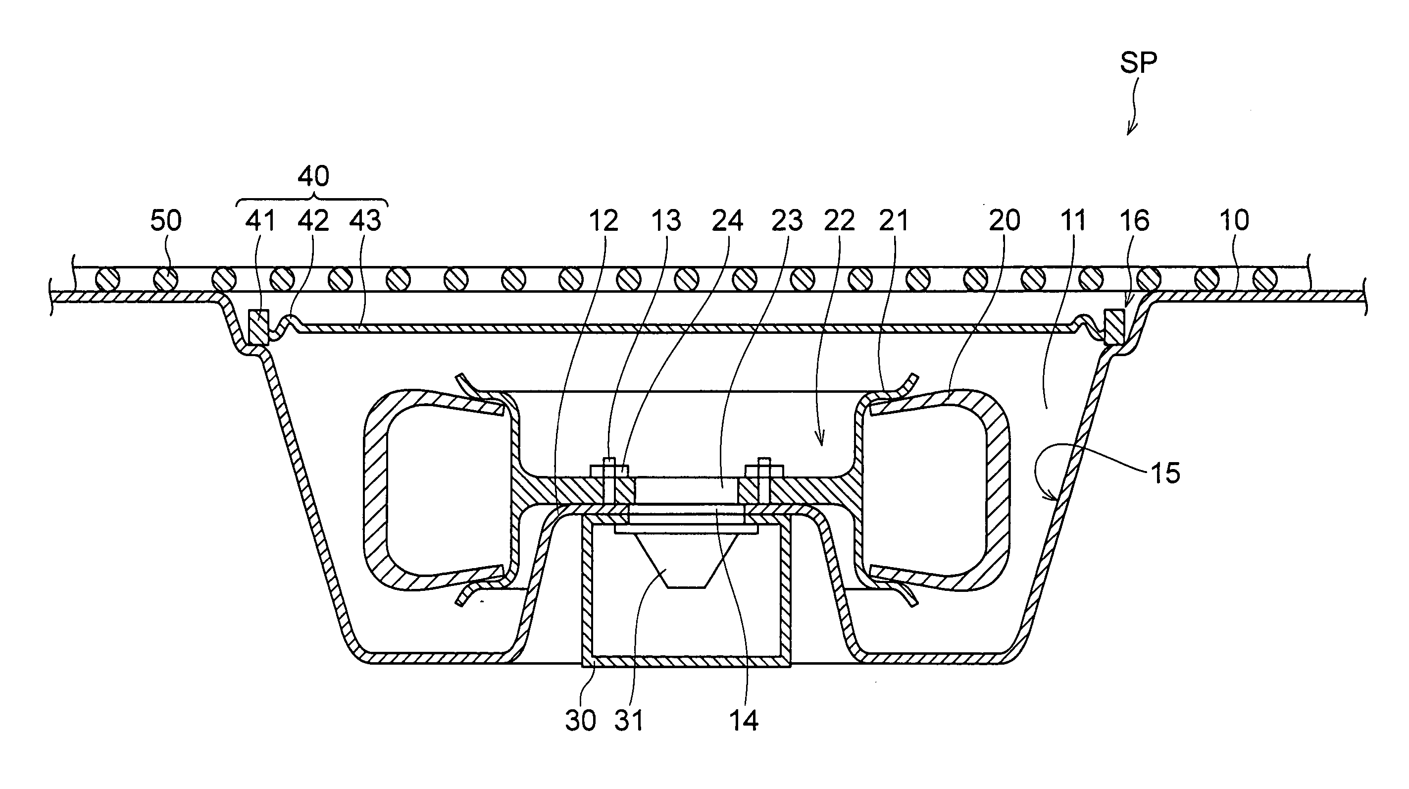 Vehicle-mounted speaker device and vehicle having the same