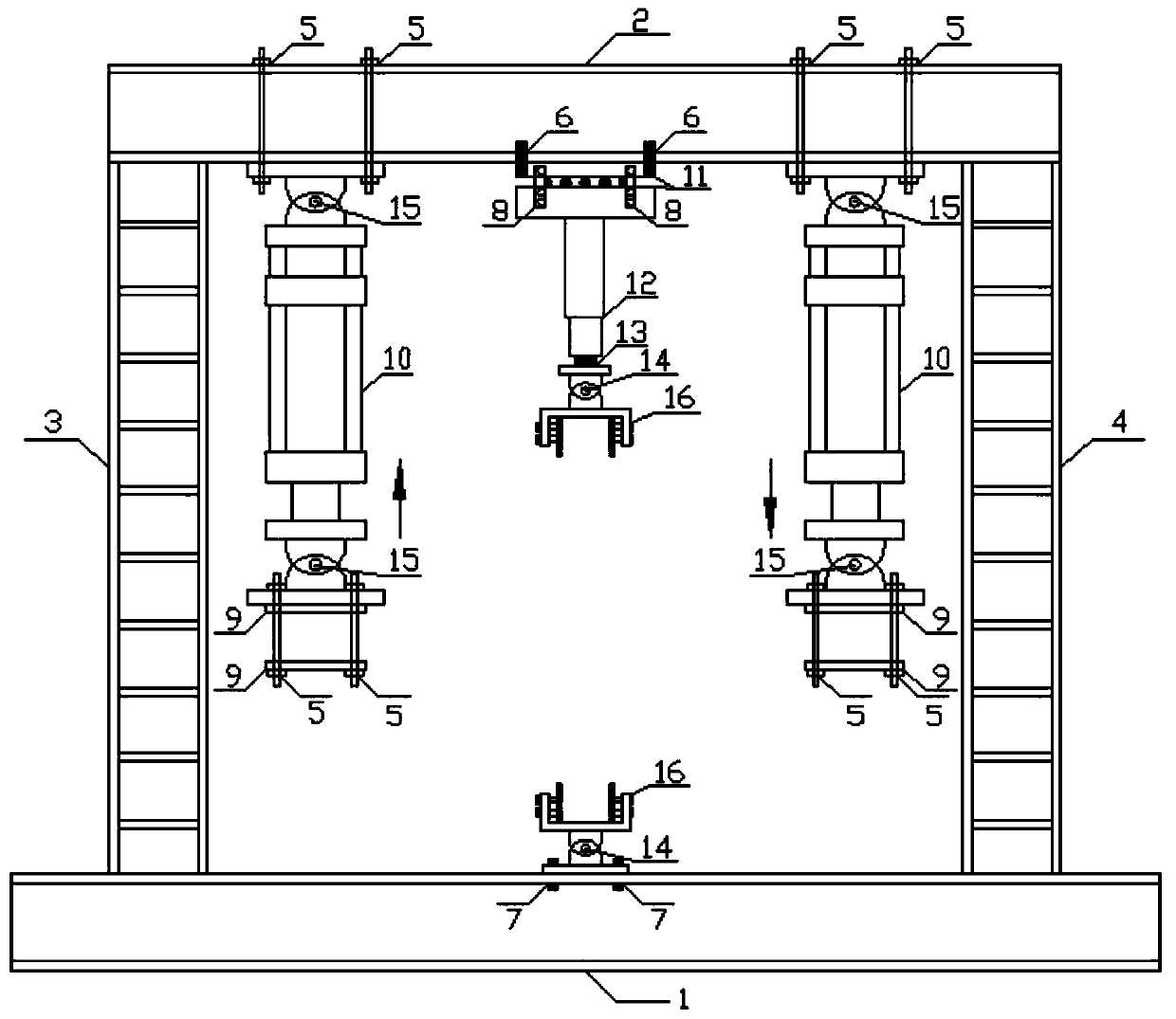 A beam-column joint beam end loading testing device and testing method thereof