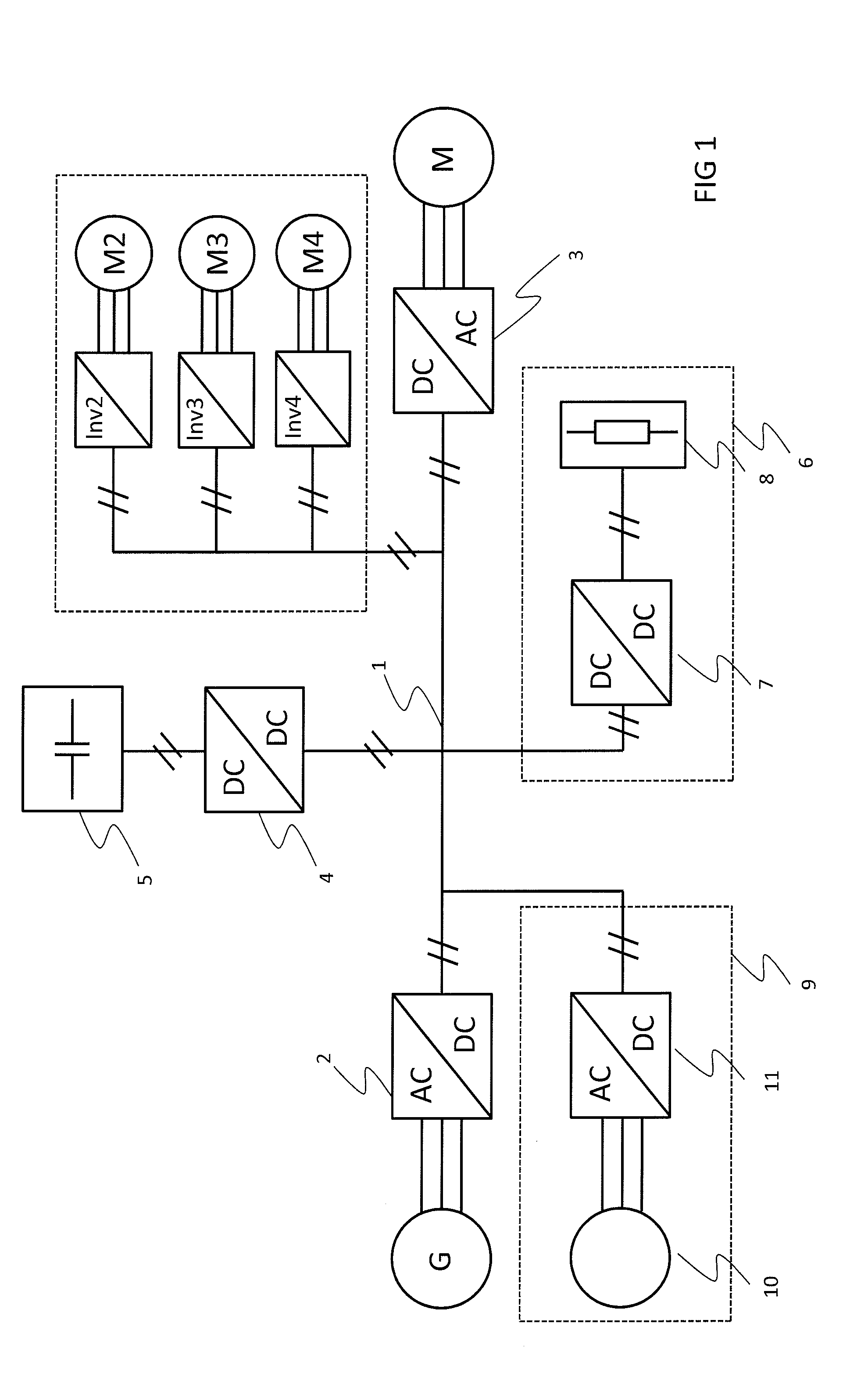 Electrical system having a DC link