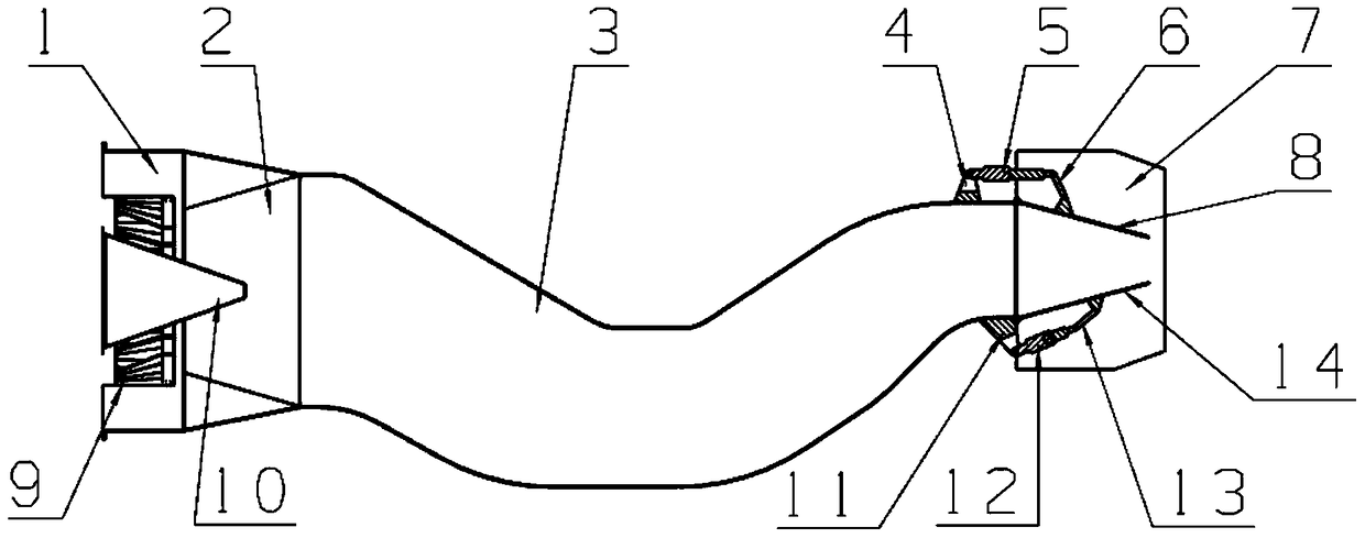 A S-curved binary nozzle with vector deflection function