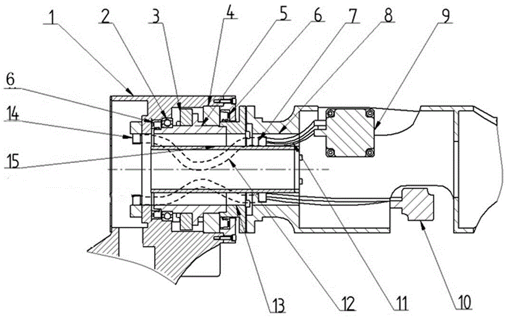 Wire arrangement structure of five/six-axis motor of six-degree-of-freedom industrial robot