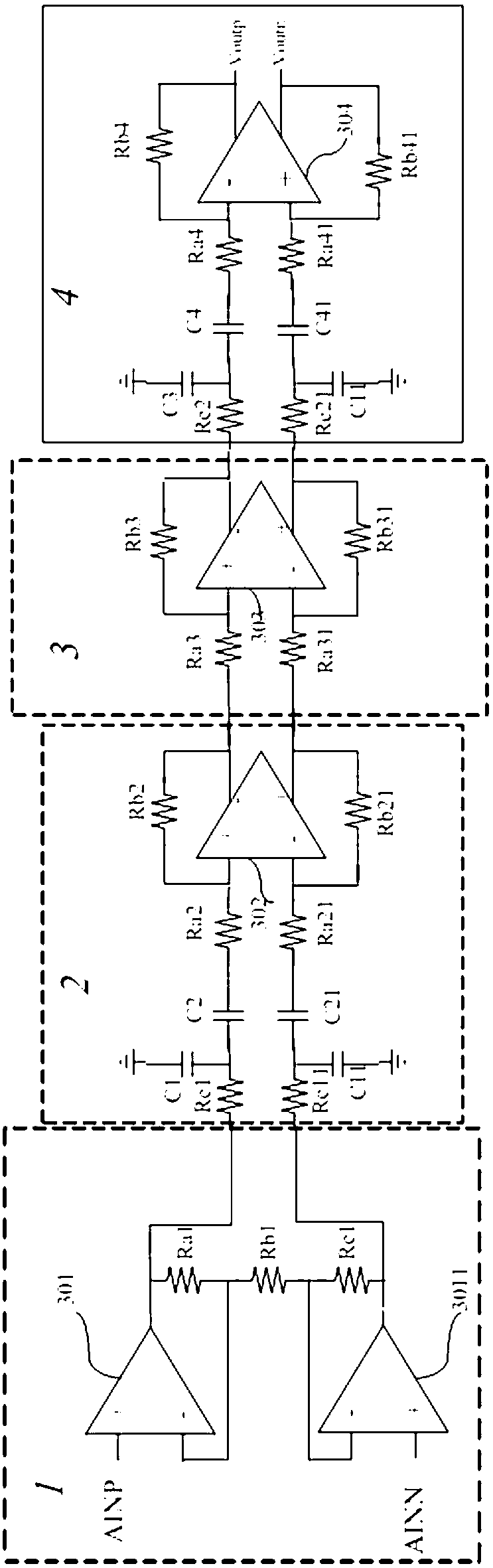 Difference simulation front end device for low-frequency signal detection and transmission system