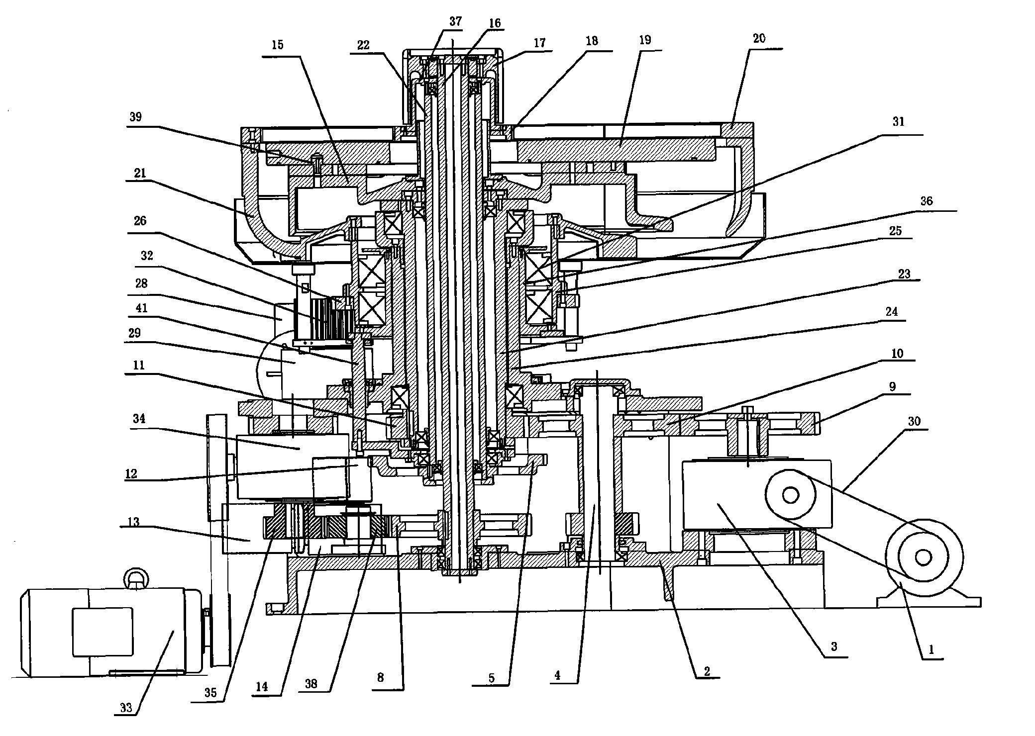 Mainshaft transmission system of numerically-controlled precise grinding polisher