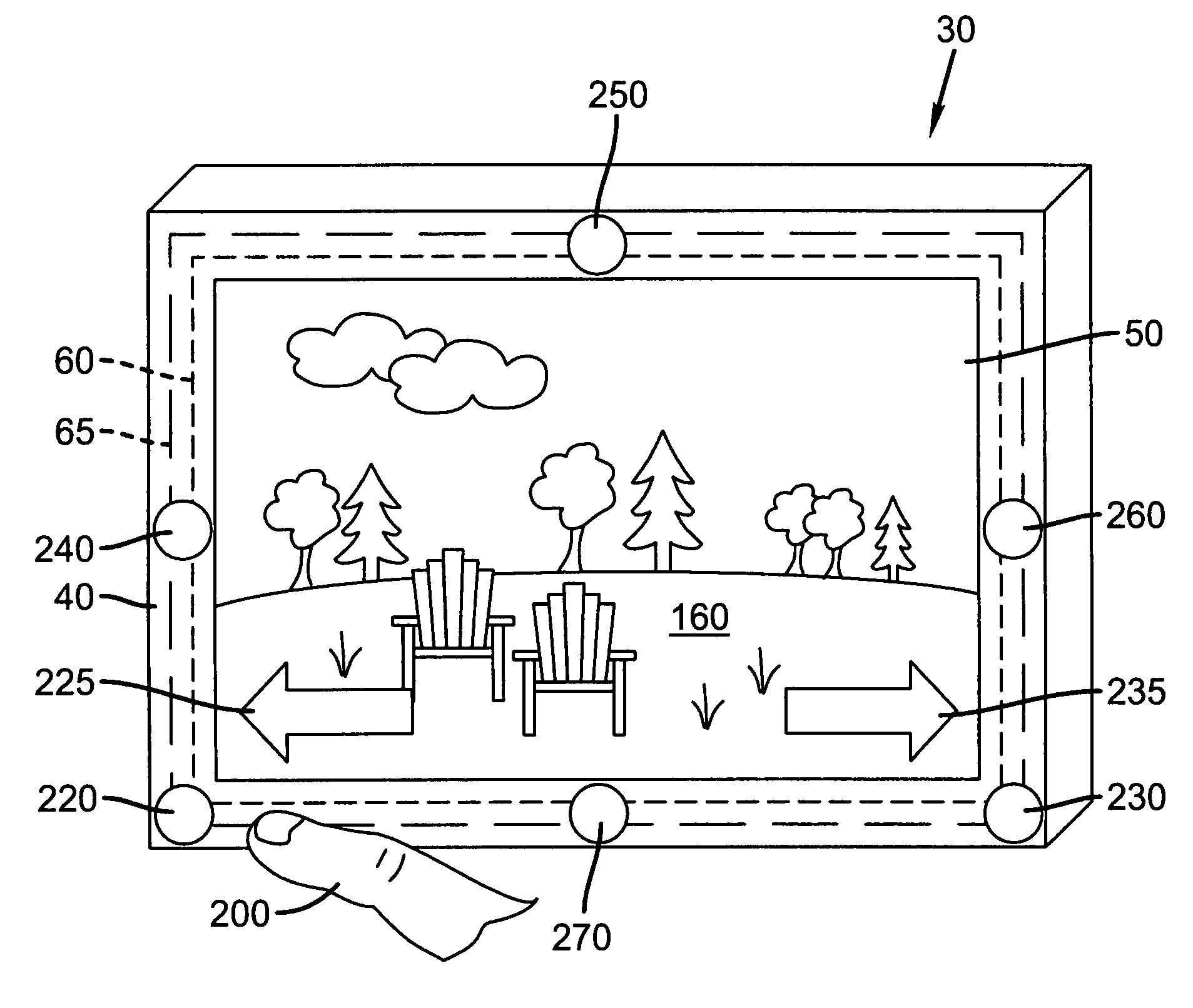 Digital picture frame having near-touch and true-touch