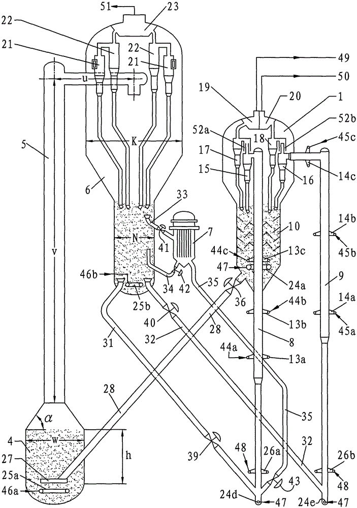 A double riser catalytic cracking method and device