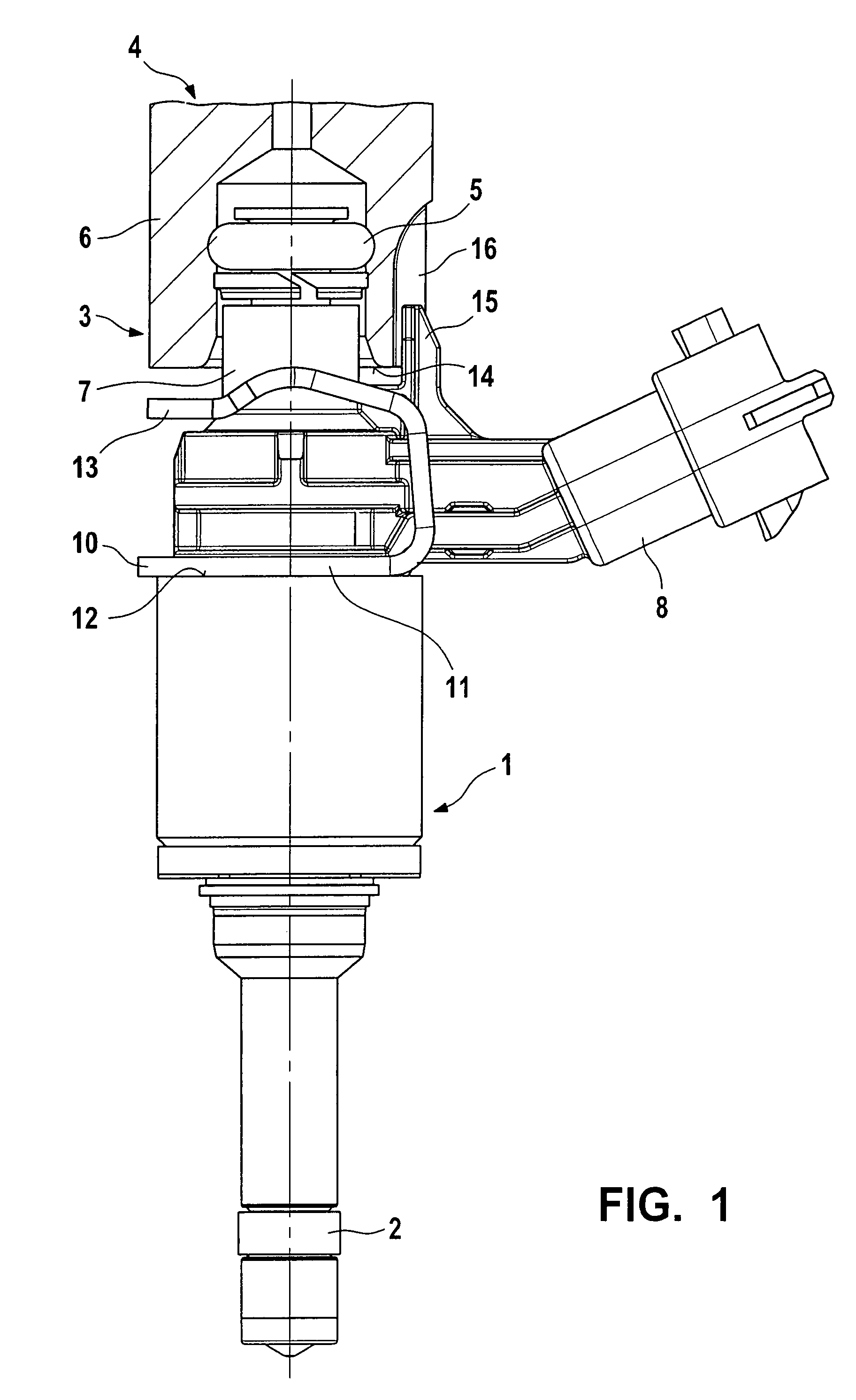 Hold-down device for a fuel injection device, and fuel injection device