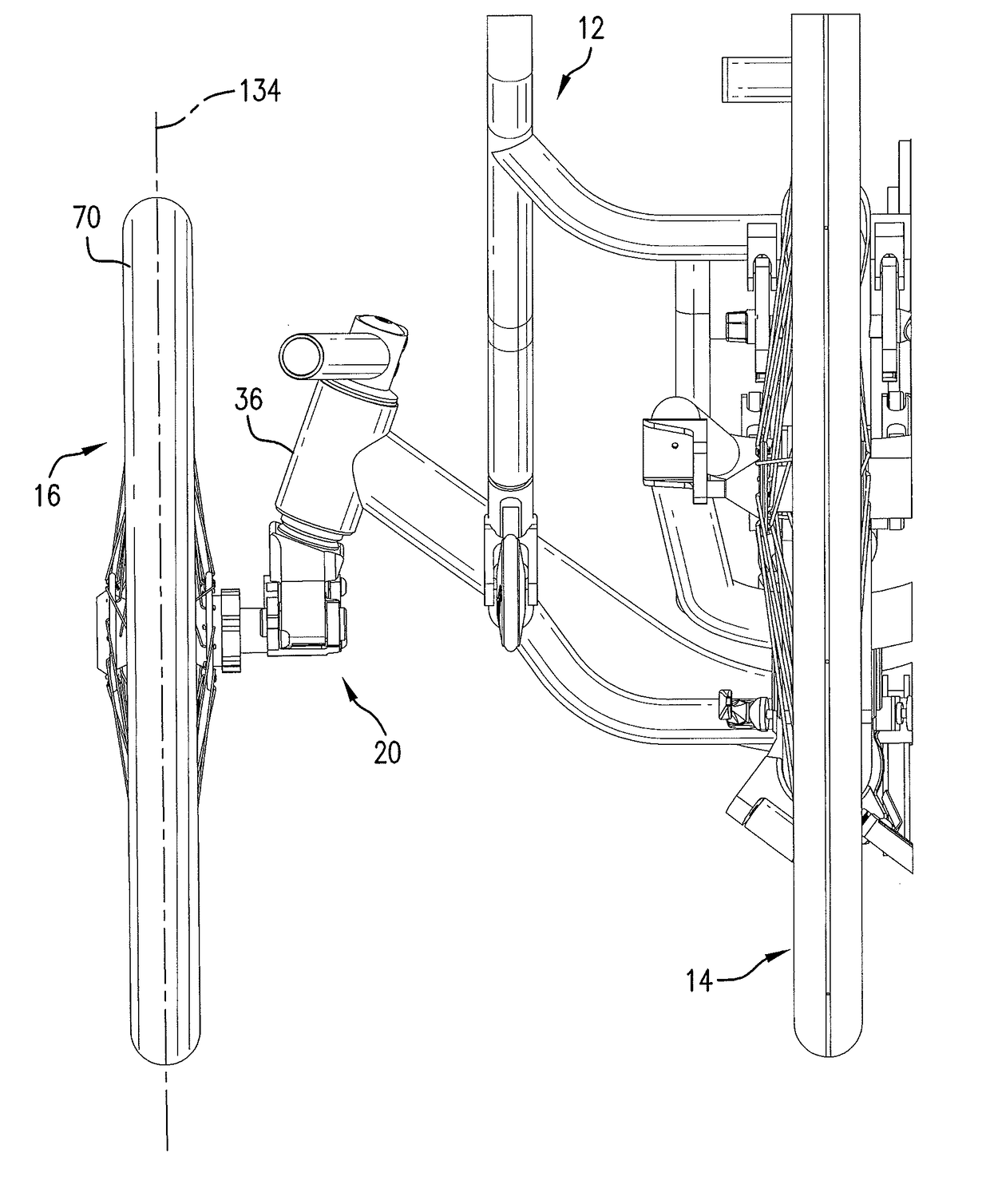 Suspended spindle assembly for recumbent tricyles