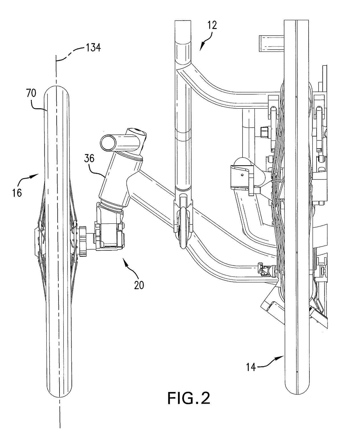 Suspended spindle assembly for recumbent tricyles