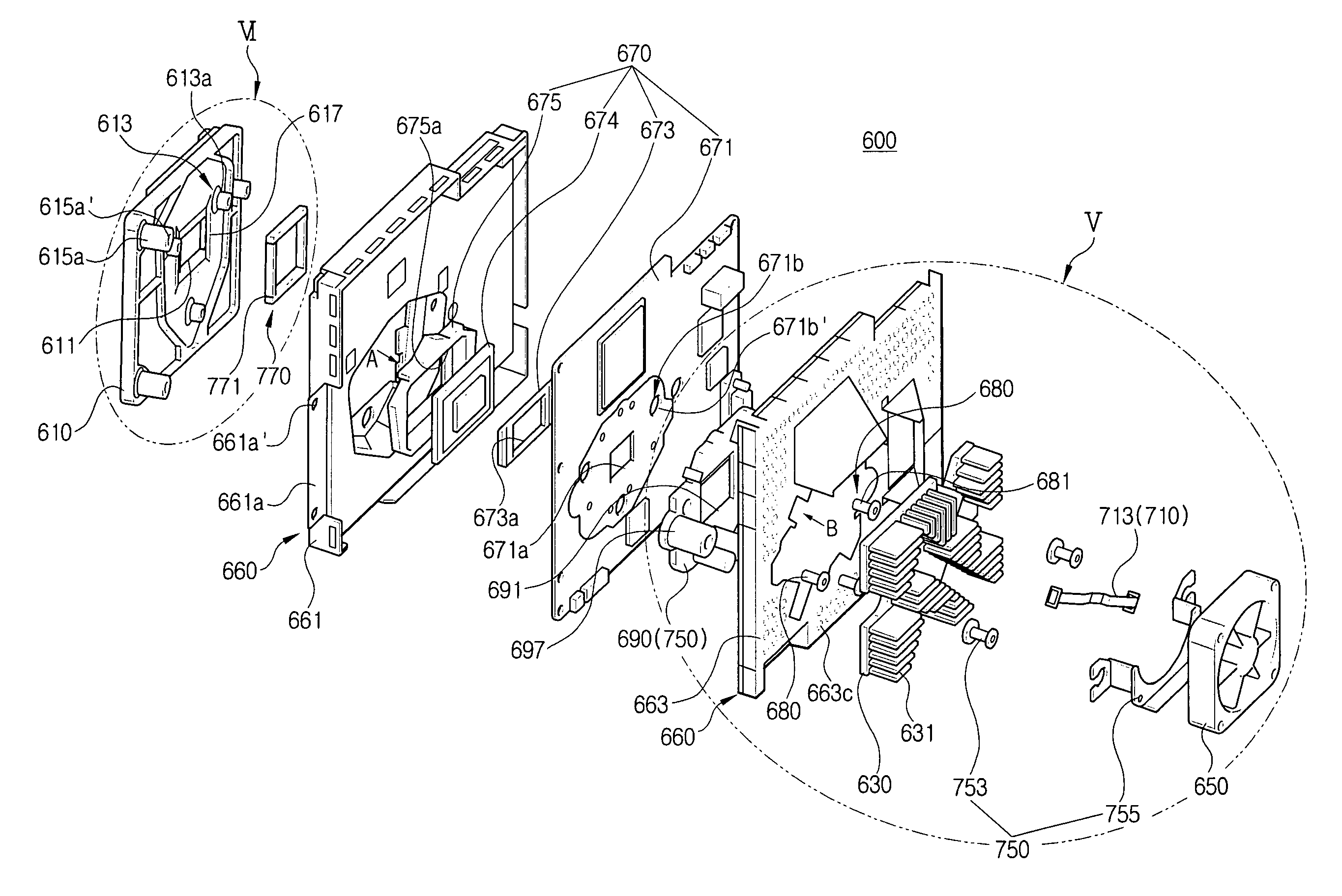 Digital micro-mirror device (DMD) assembly for an optical projection system