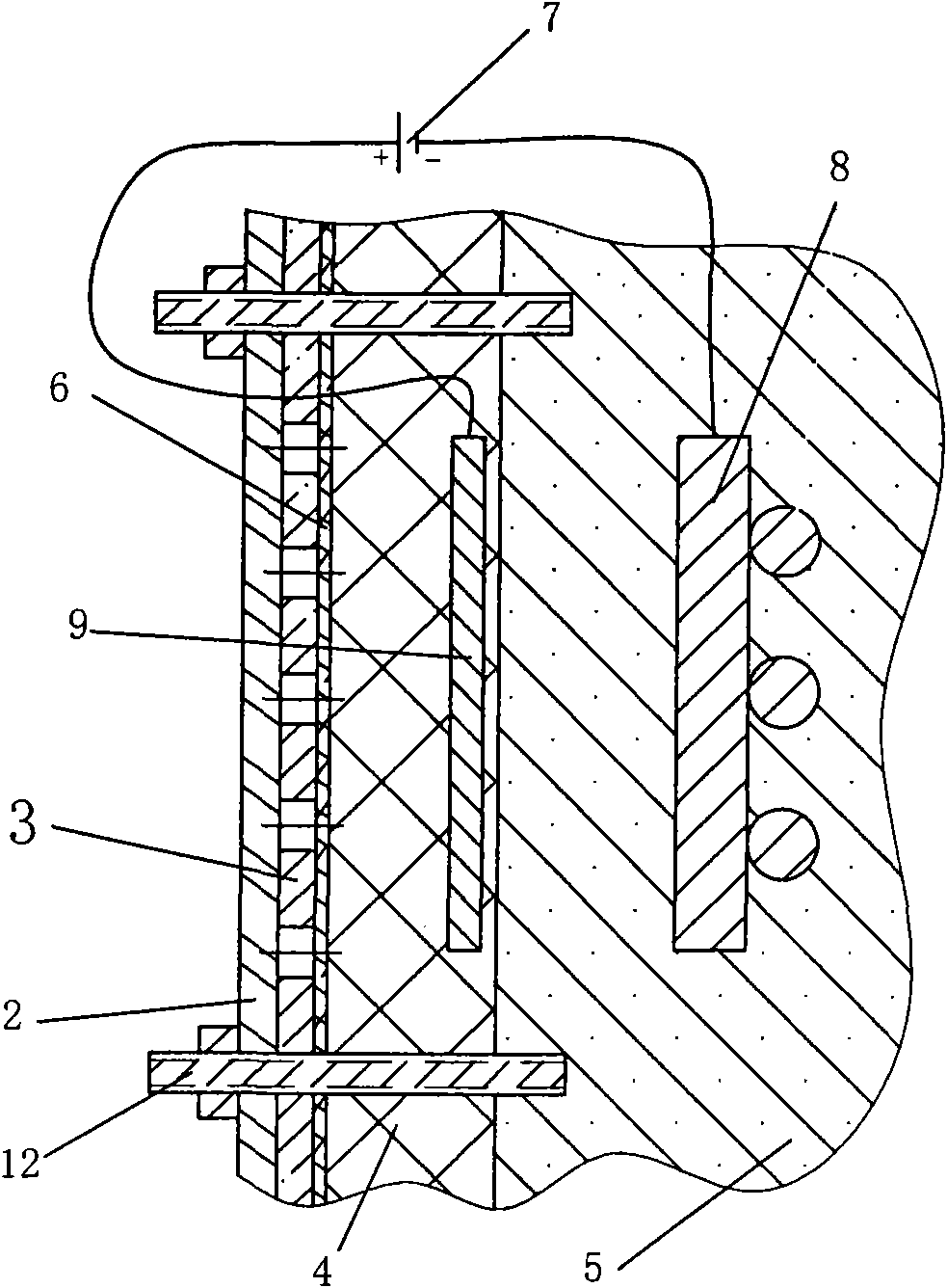 BE rust inhibitor based method and device for restoring electroosmotic salt polluted buildings