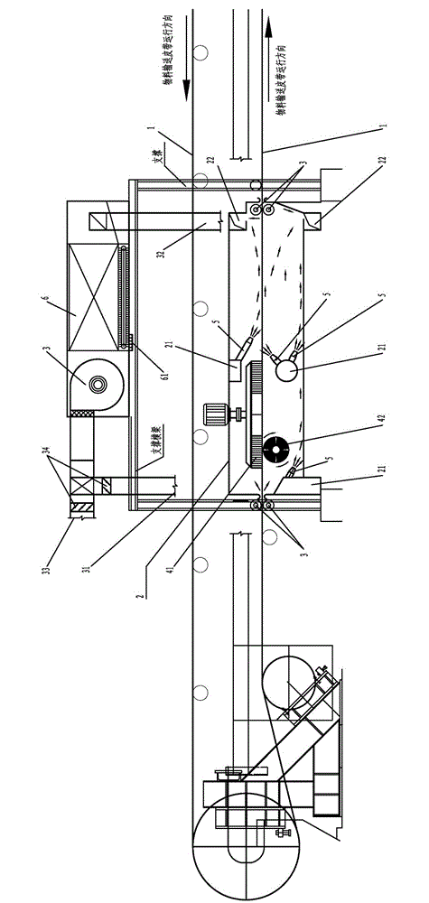 Dust-suppression sweeping system for material conveyor belt