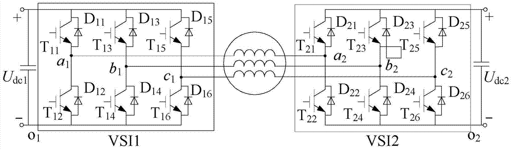 Method for modulating space vectors of double inverters