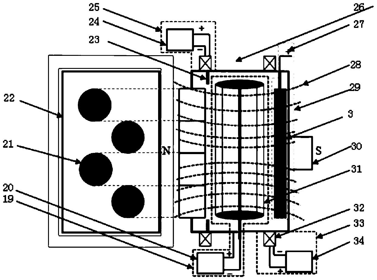 Gas arc discharge device, coupling system connected to vacuum cavity and ion nitriding process