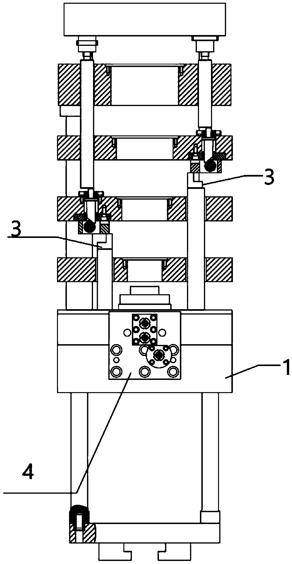 Check block layout system of powder forming machine and powder forming machine