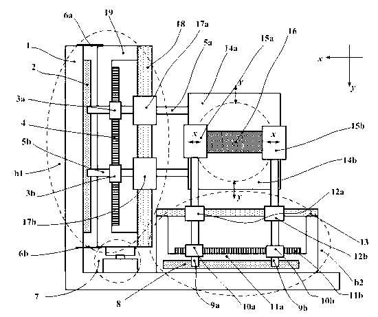 A device for compensating knife edge-driving reaction force in a lighting scanning direction and a lithographic apparatus