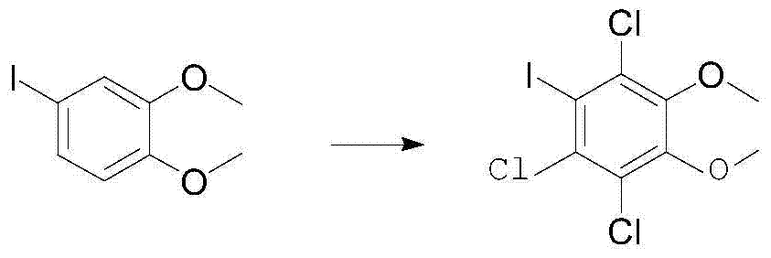 A kind of preparation method of 1,2-dimethoxy-4-iodobenzene-3,5,6-trichlorobenzene