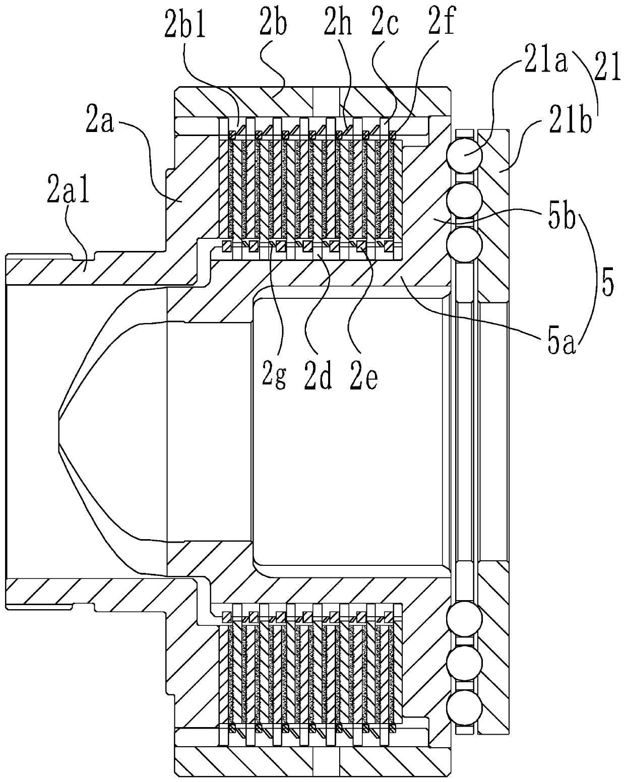 Adaptive multi-plate sequencing large-torque friction clutch device with one-way transmission function