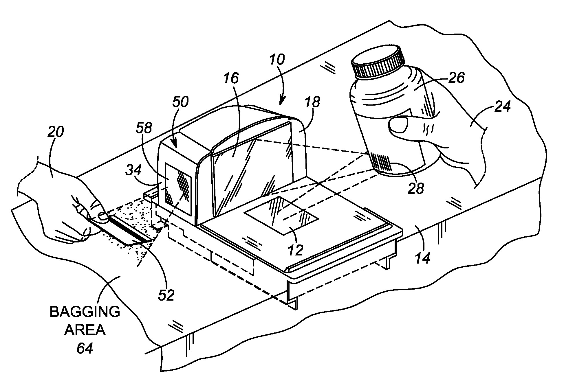 Checkout system for and method of preventing a customer-operated accessory reader facing a bagging area from imaging targets on products passed through a clerk-operated workstation to the bagging area