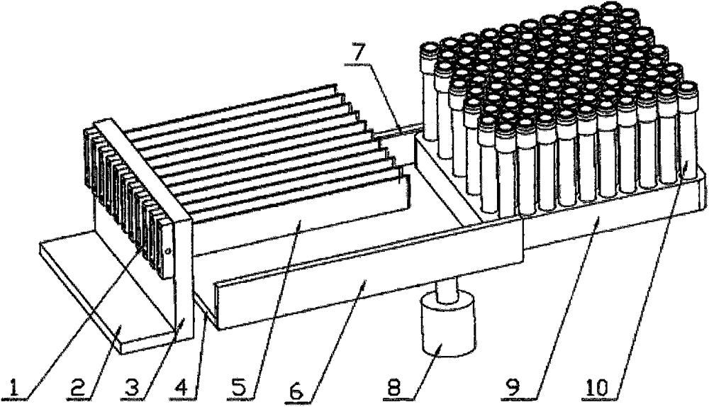 Test tube clamping mechanism of test tube bar code pasting machine